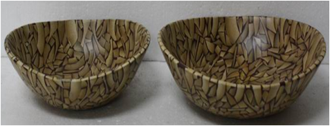 Set of 2 oval bowls with incrusted bamboo