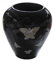 lacquer vase brown eggshell 