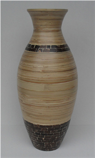 bamboo vase with coconut inlay