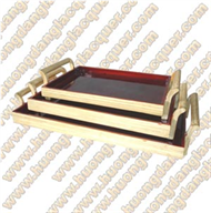 Bamboo tray decor with red color inside, natural outside from Vietnam