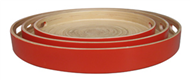 set of 3 bamboo round trays-orange color outside, natural inside