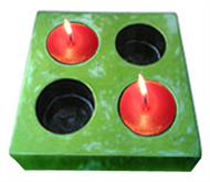square candle holder with 4 candles