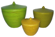 set of 3 round pots with lid