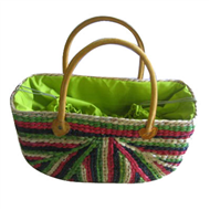 Vietnam  Water hyacinth bag with leather handles 