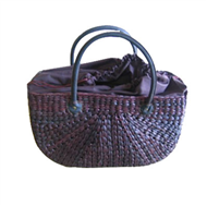 Vietnam Water hyacinth bag with leather handles 