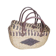 Vietnam Water hyacinth bag with leather handles Set 2