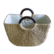 Vietnam water hyacinth bag with wooden handles