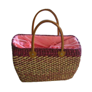 Vietnam Water hyacinth bag with leather handles
