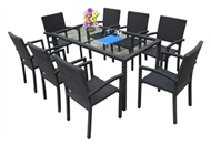 set of PE rattan coffee table & 8 chairs