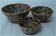 Set of salad 3 bowls with incrusted bamboo
