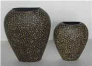 set of 2 vases with incrusted bamboo