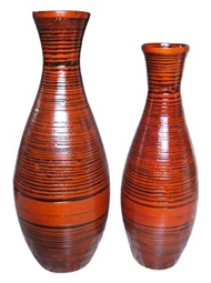 set of 2 bamboo vases