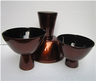 set of 3 fruit bowls with high base