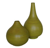 set of 2 bamboo vases