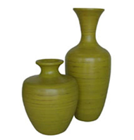 set of 2 bamboo vases