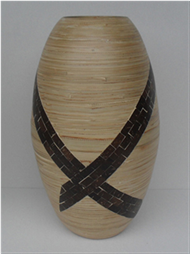 bamboo vase with coconut inlay