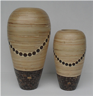 set of 2 vases with coconut inlay
