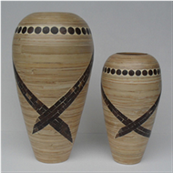 set of 2 vases with coconut inlay