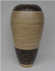 bamboo vase with coconut inlay