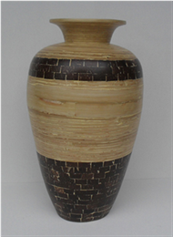 bamboo vase with coconut inlay
