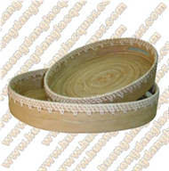 set of 2 bamboo round trays