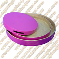 set of 3 bamboo round trays