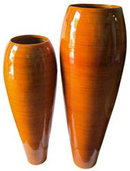 set of 2 bamboo vases