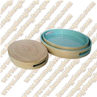 set of 3 bamboo round trays