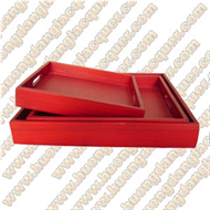 set of 3 bamboo square trays