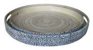set of 2 round trays with eggshell inlay outside