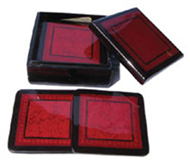 triangular box with 6 coasters