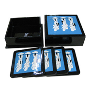 triangular box with 6 coasters