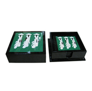 triangular box with 6 coasters