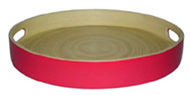 Round tray storage bamboo with 2 holes, Vietnam handmade high quality