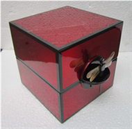 square box with dragonfly key