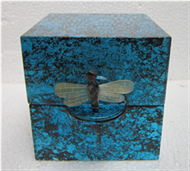 square box with dragonfly key