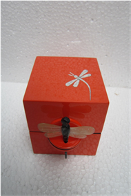 square box with dragonfly key