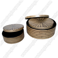 set of 3 bamboo round boxes