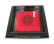 set of 3 square trays with chinese letter