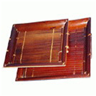 set of 2 bamboo trays