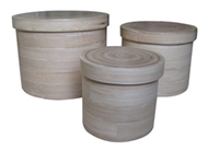 set of 3 bamboo round boxes