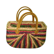 Vietnam Water hyacinth bag with leather handles Set 3