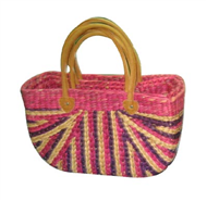 Vietnam Water hyacinth bag with leather handles Set 3