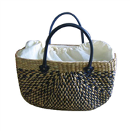 Vietnam Water hyacinth bag with leather handles