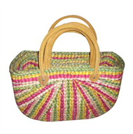 Vietnam Water hyacinth bag with leather handles Set 3