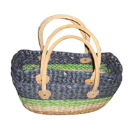 Vietnam Water hyacinth bag with leather handles Set 2