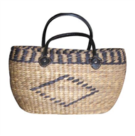 Vietnam Water hyacinth bag with leather handles Set 2