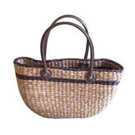 Vietnam Water hyacinth bag with leather handles