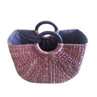 Vietnam water hyacinth bag with wooden handles