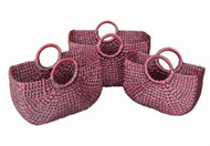 Vietnam Water hyacinth bag with wooden handles Set 3